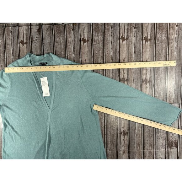 Eileen Fisher Long Cardigsn Organic Linen blend sz L color seafoam NWT mspr 268 - Picture 6 of 7